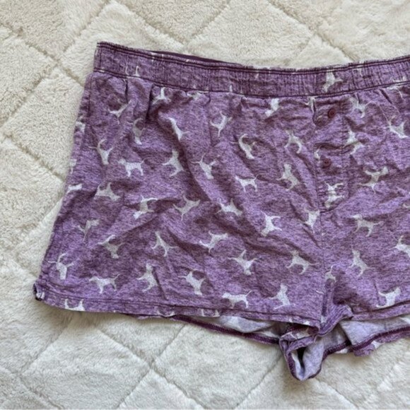 Victoria's Secret Pink | Purple Flannel Sleep Boxy Short Shortie Dogs | Size XXL - Picture 7 of 14